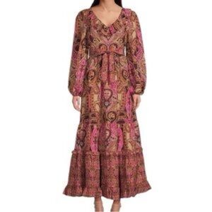 Elegant Paisley Long Sleeve Dress
